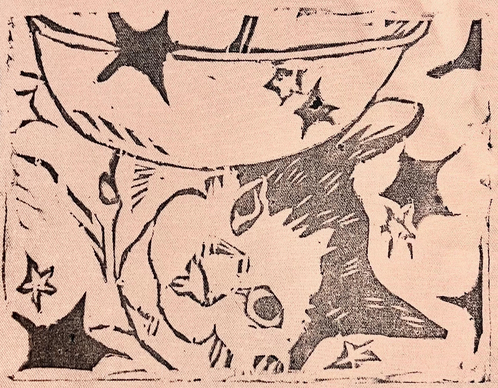 hiro - relief print (4x3&quot;)